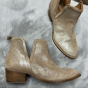 Diba Tan Distressed Gold Sparkle Ankle Booties 6.5